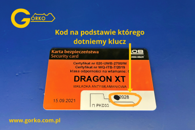 Dorobienie zgubionego klucza Lob Dragon na podstawie kodu