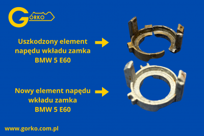 Uszkodzone elementy napędu zamka BMW