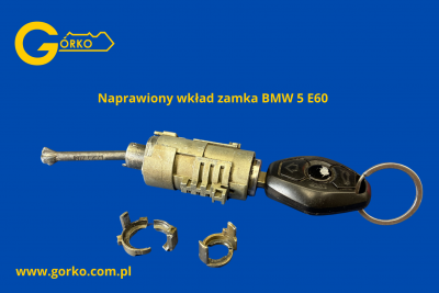 Naprawiony wkład zamka BMW i uszkodzone elementy napędu