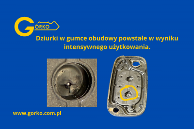 Zużyta gumka przycisków w kluczu Renault Modus