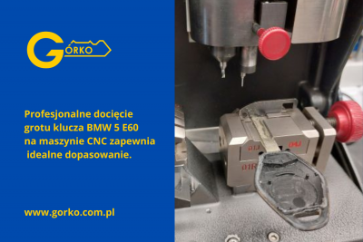 Docięcie grotu klucza BMW 5 E60 na maszynie CNC