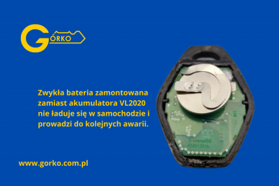 Zamontowana bateria zamiast akumulatora VL2020 w kluczu BMW 3 E46