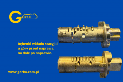 Uszkodzony i naprawiony wkład stacyjki Ford Fiesta MK7
