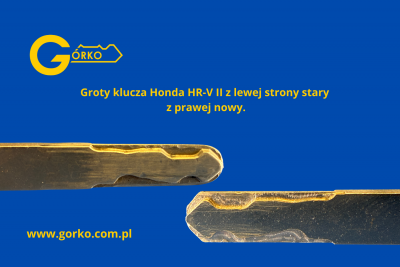 Stary i nowy grot klucza do auta Honda HR-V II