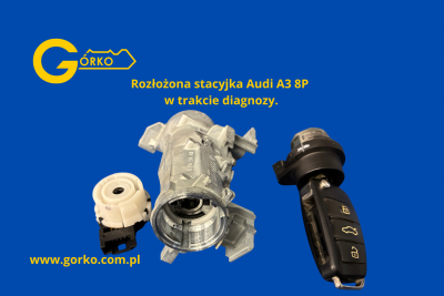 rozmontowana uszkodzona stacyjka audi